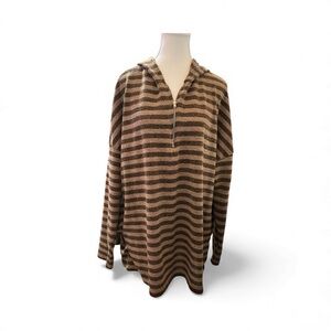 White Birch Striped Hooded Sweater Top – Size 1X